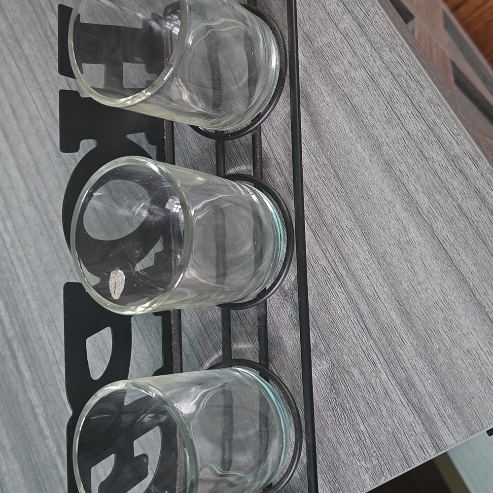 Hope Tea Light Or Flameless Tea Light Holder Black Metal Clear Glass Inspiration - Picture 4 of 10